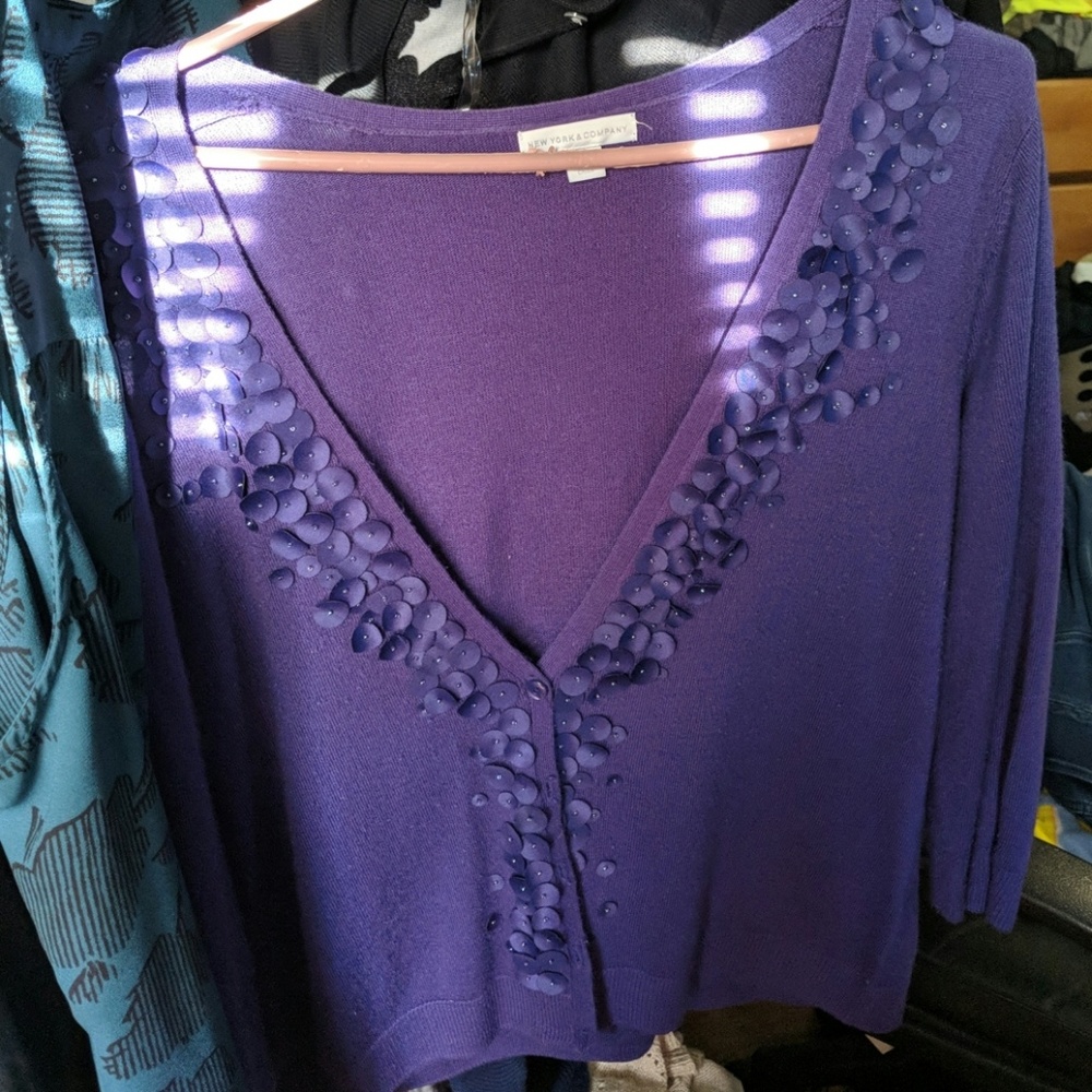 Purple cardigan